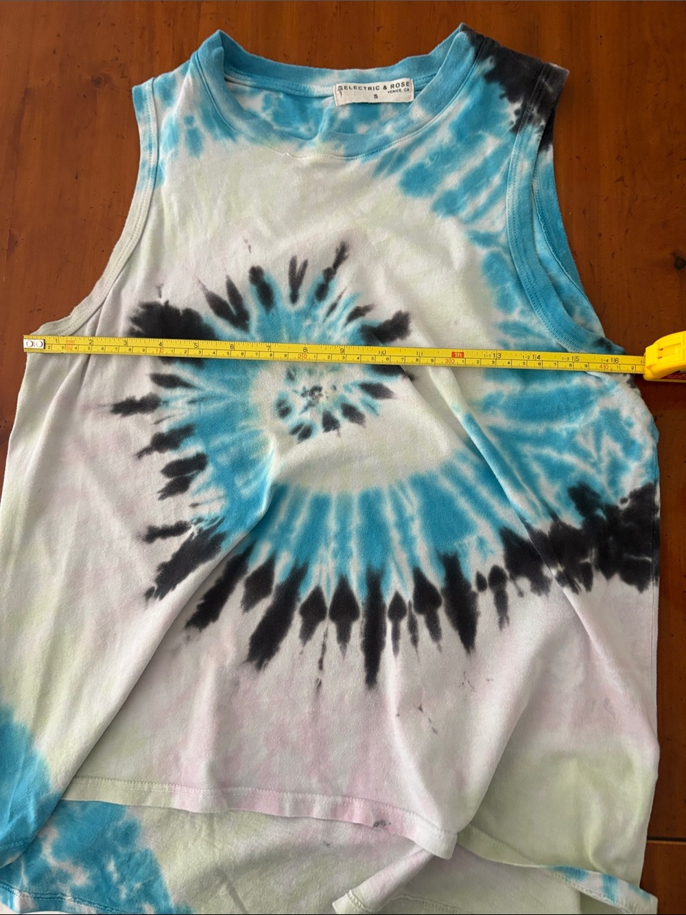 Electric & Rose Spiral Tie-Dye Muscle Tank - Blue, Black, White - Picture 3 of 6